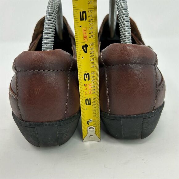 Taos Encore Women's Brown Leather Slip-On Loafers Size 9.5 Casual Fall Buttons - Picture 9 of 14